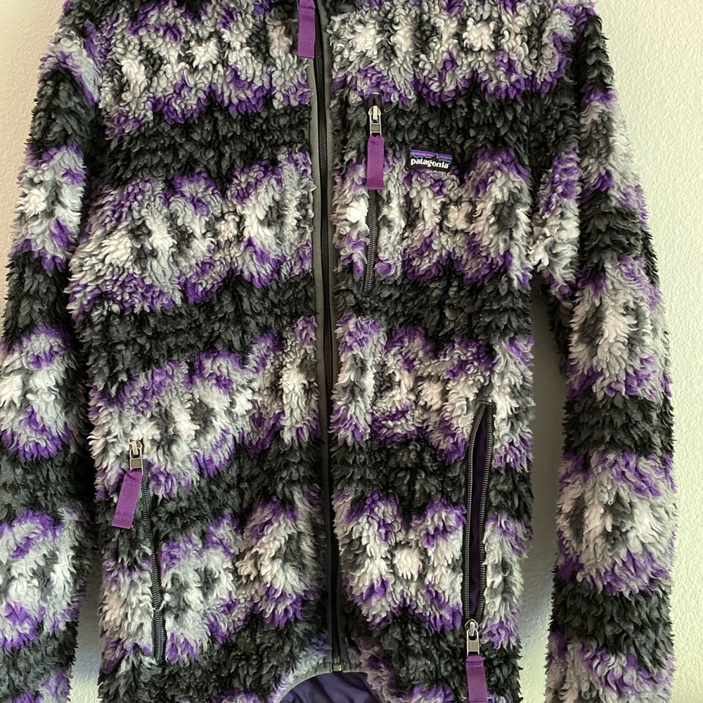 Patagonia vintage Fleece Jacket Purple and Gray synchilla Aztec Arc’Teryx